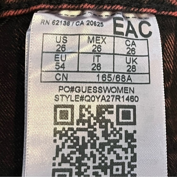 Guess- NWT Red Acid Wash Joanne Seam Front Detail High-Rise Stretch Skinny Fit - Picture 7 of 8